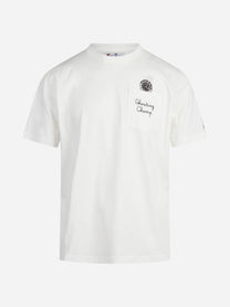 T-shirt Connor con taschino e ricamo bianca - vista frontale