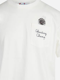 T-shirt Connor con taschino e ricamo bianca - dettaglio del ricamo o della costruzione