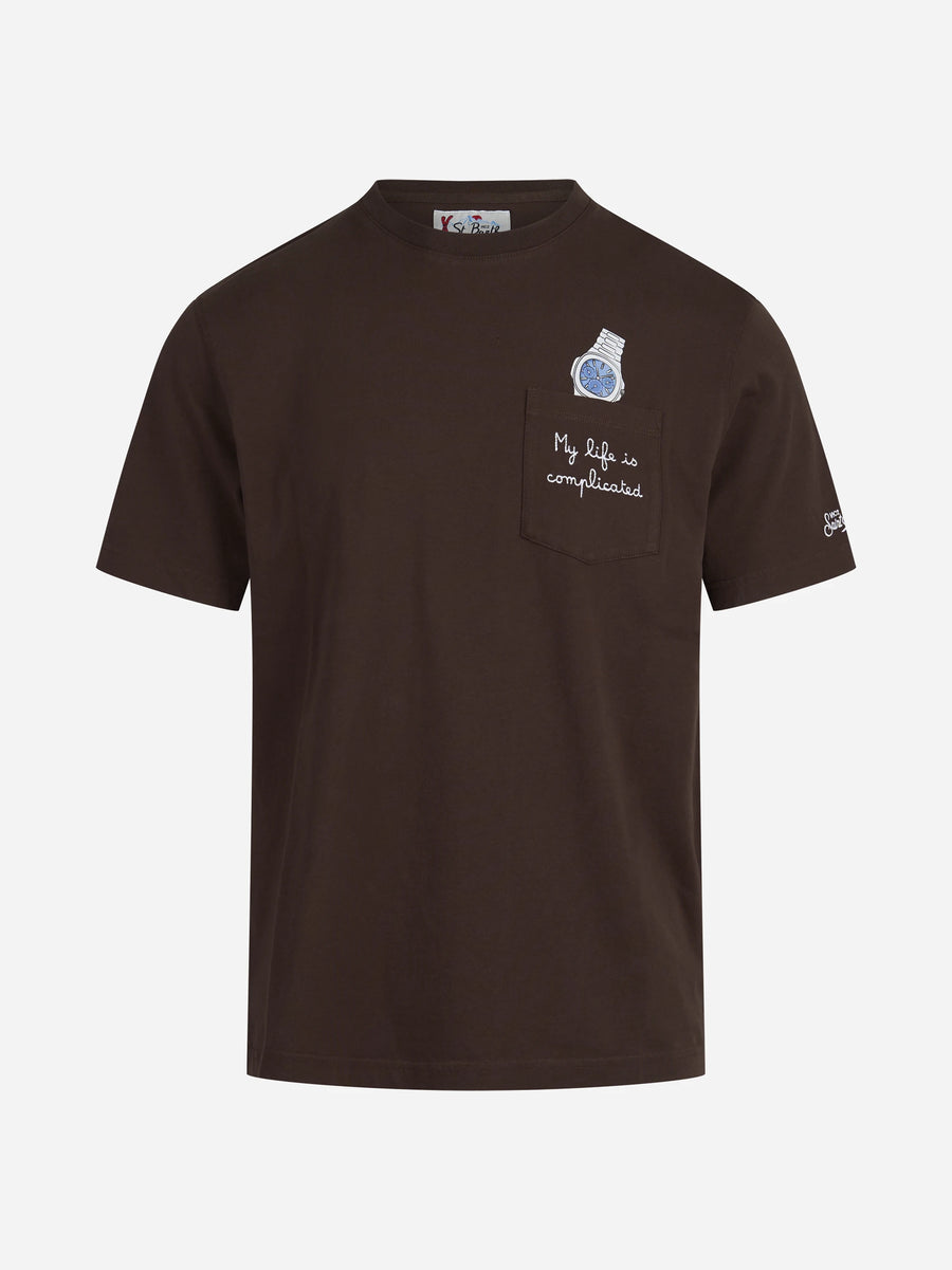 T-shirt Connor My Life Is Complicated marrone - vista frontale