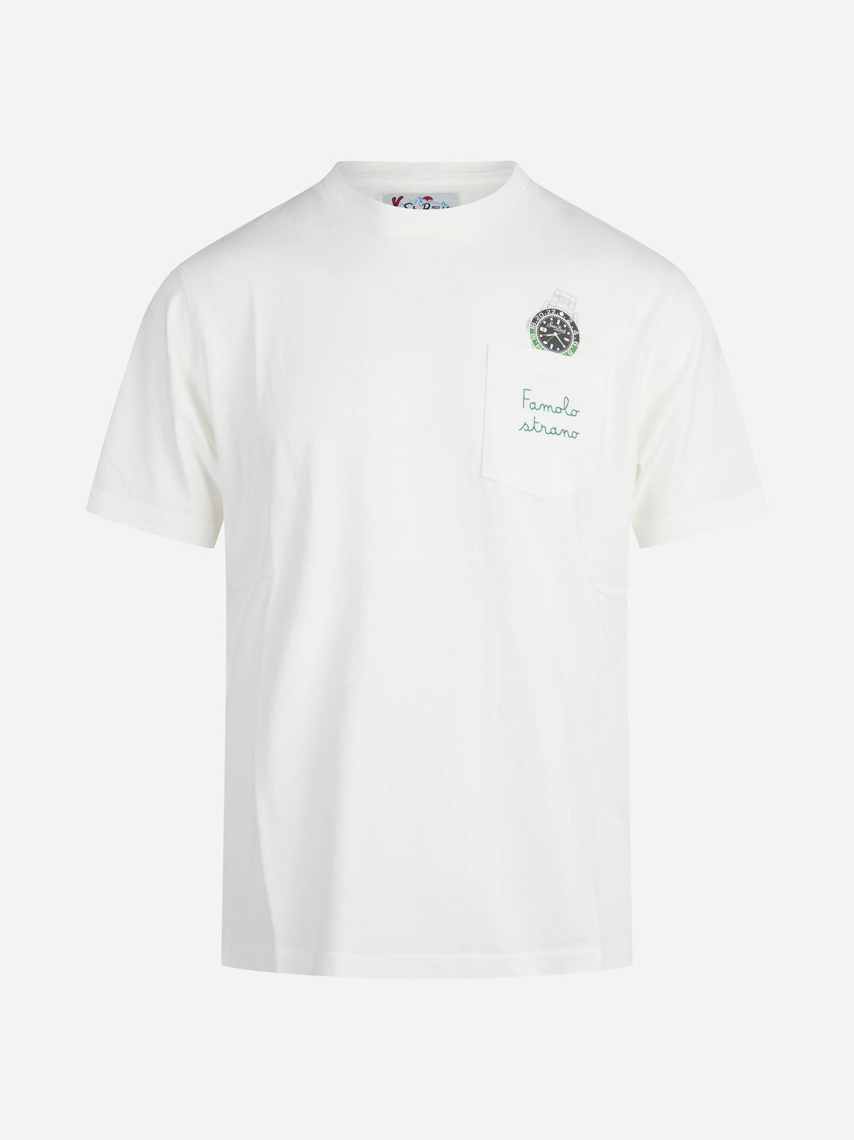 T-shirt Connor con taschino e ricamo bianca - vista frontale