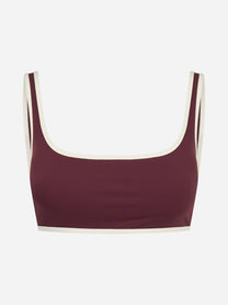 Top Kassie String con bordi a contrasto bordeaux - vista frontale