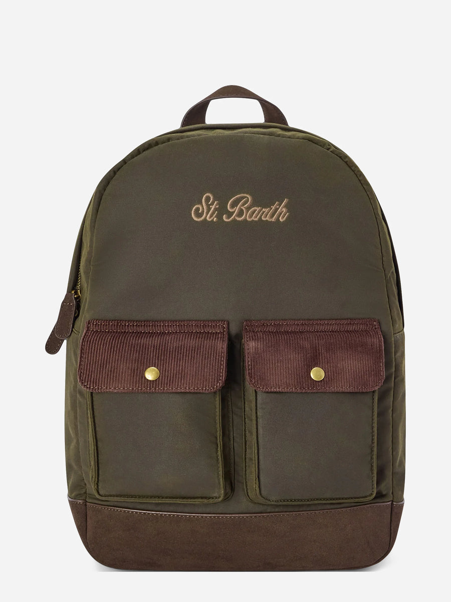 Zaino Cody Wax verde militare e marrone - vista frontale