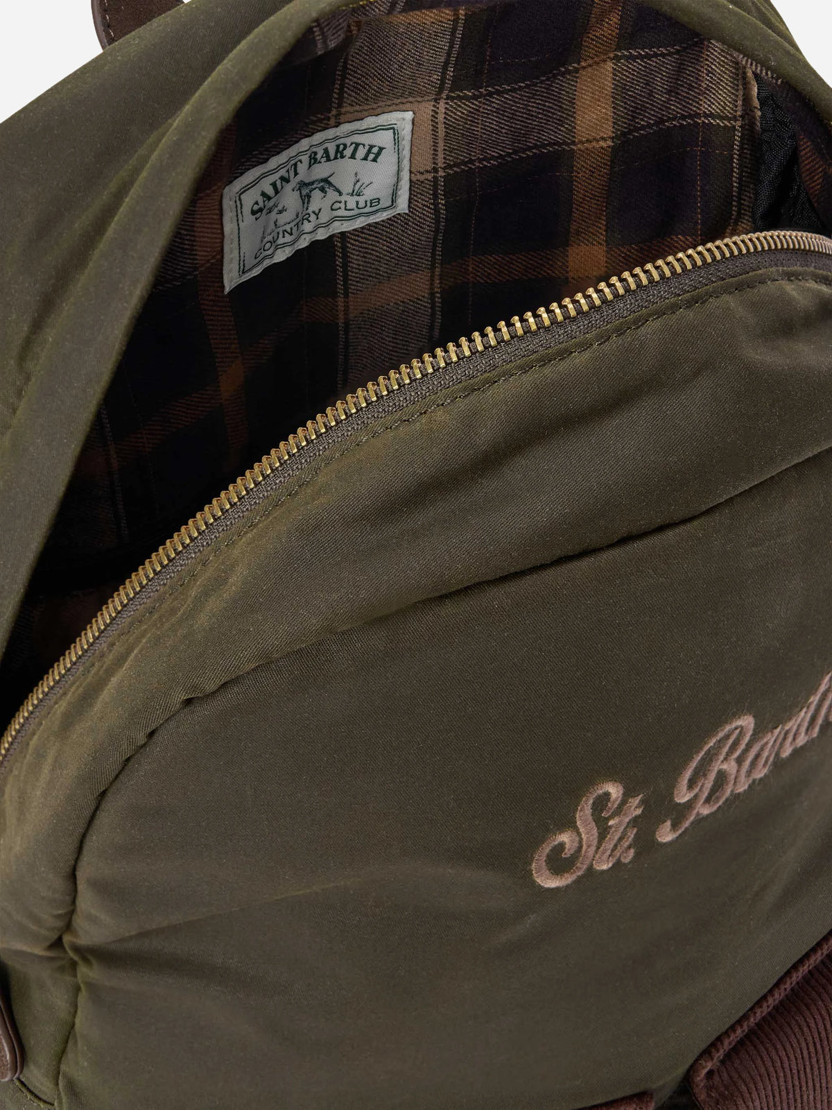 Zaino Cody Wax verde militare e marrone - dettaglio delle tasche frontali
