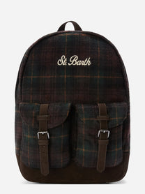 Zaino Cody Wool tartan verde e marrone - vista frontale