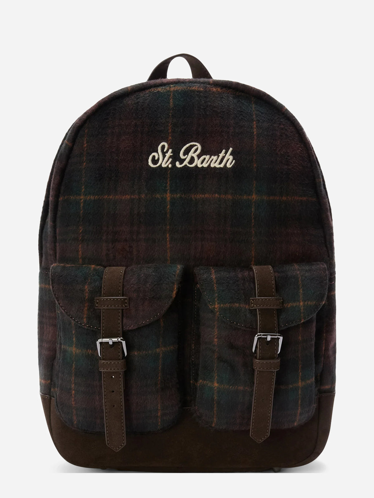 Zaino Cody Wool tartan verde e marrone - vista frontale