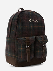 Zaino Cody Wool tartan verde e marrone - vista posteriore