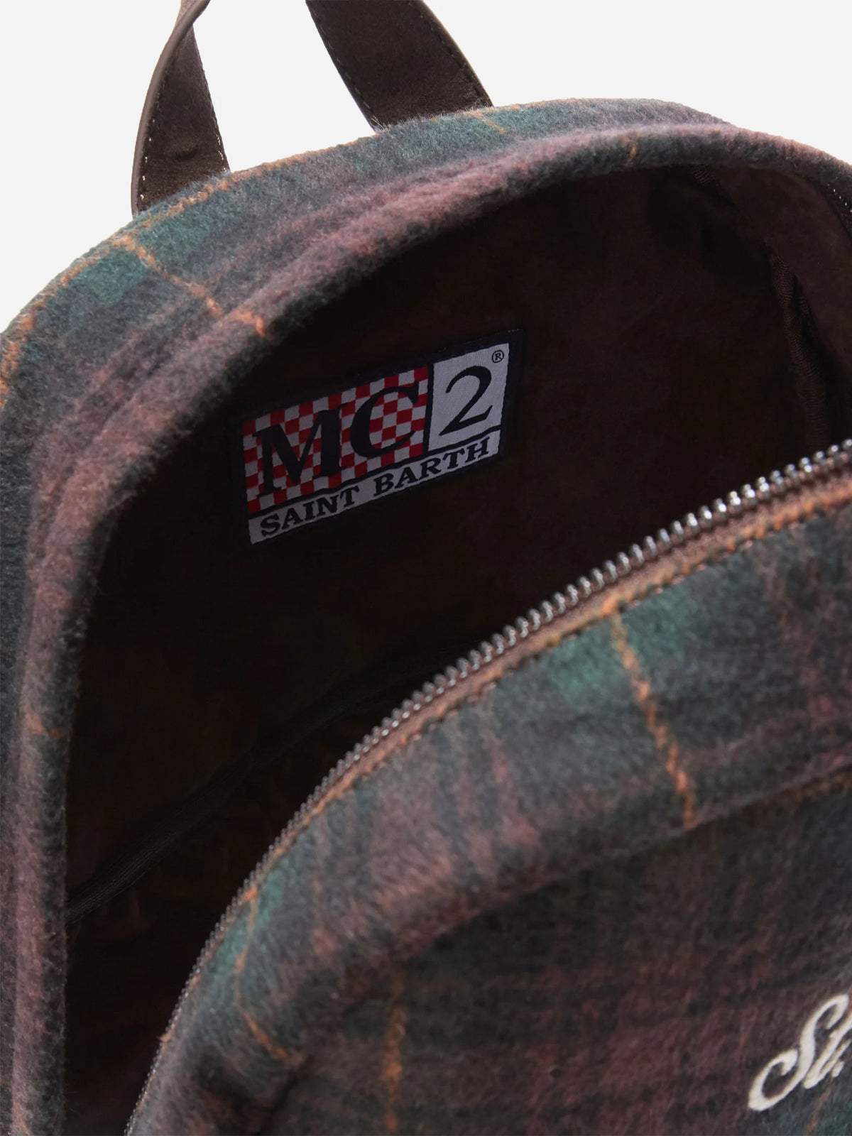 Zaino Cody Wool tartan verde e marrone - dettaglio