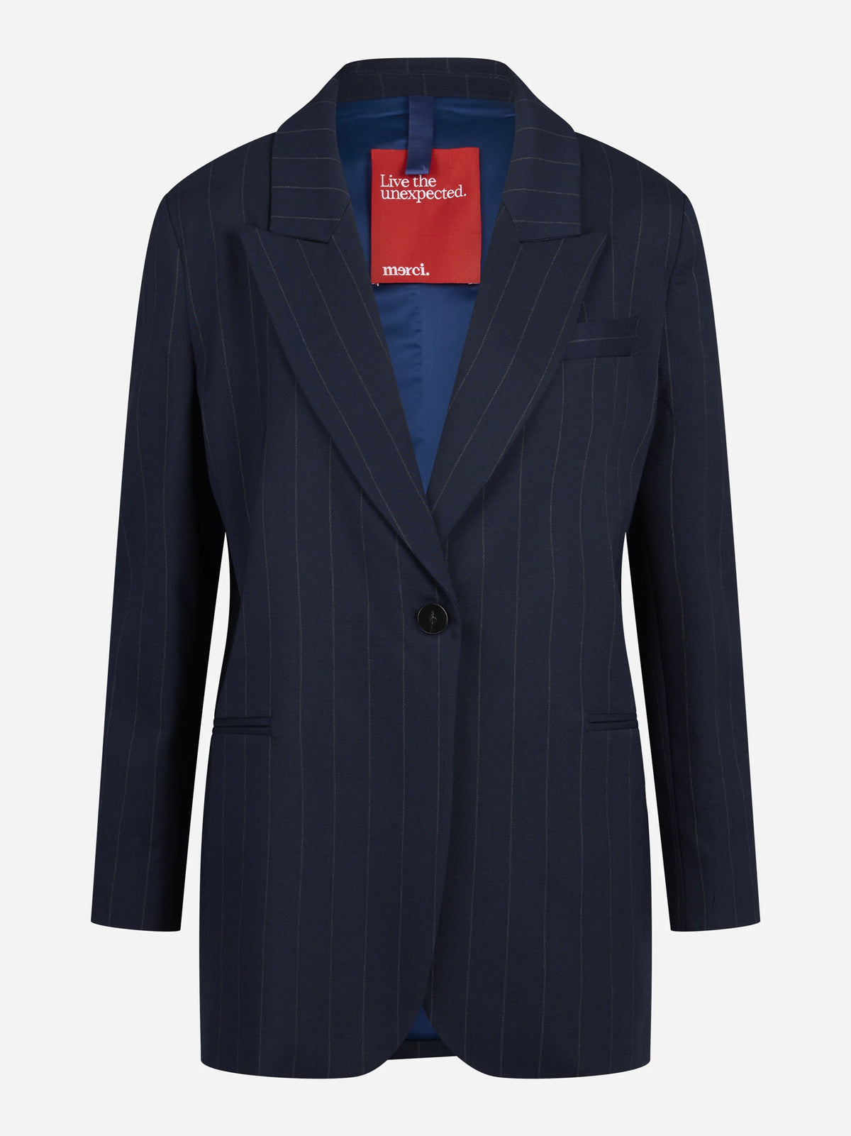 Blazer over gessato blu - vista frontale
