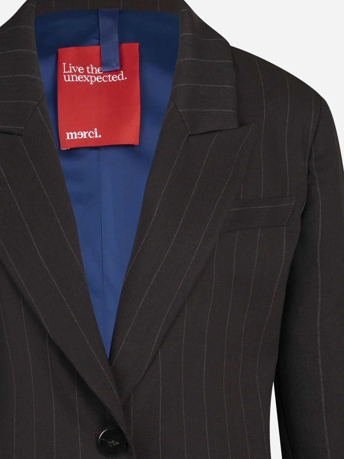 Blazer over gessato marrone - dettaglio del prodotto