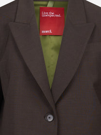 Blazer monopetto oversized marrone - vista laterale e dettagli