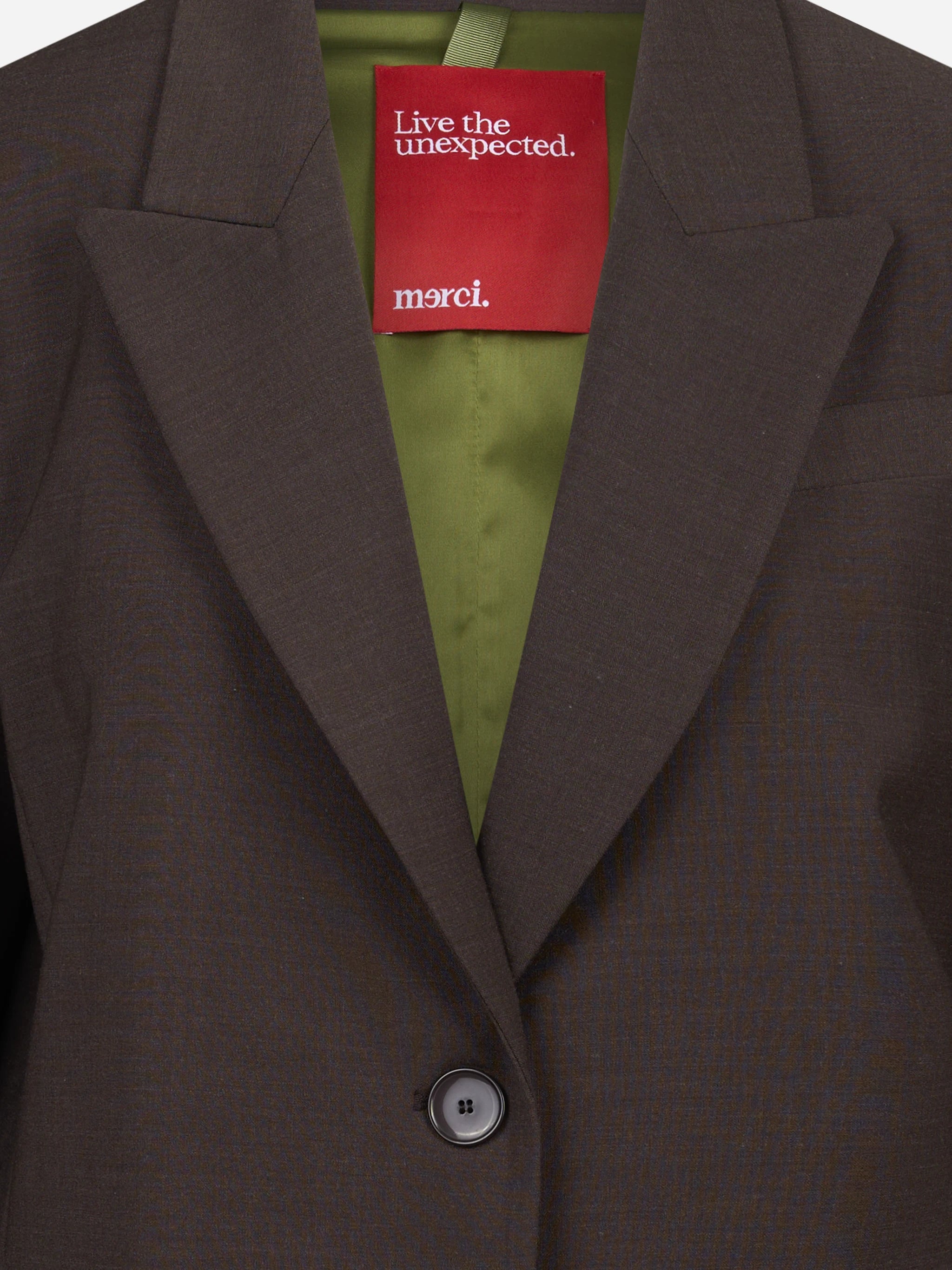 Blazer monopetto oversized marrone - vista laterale e dettagli
