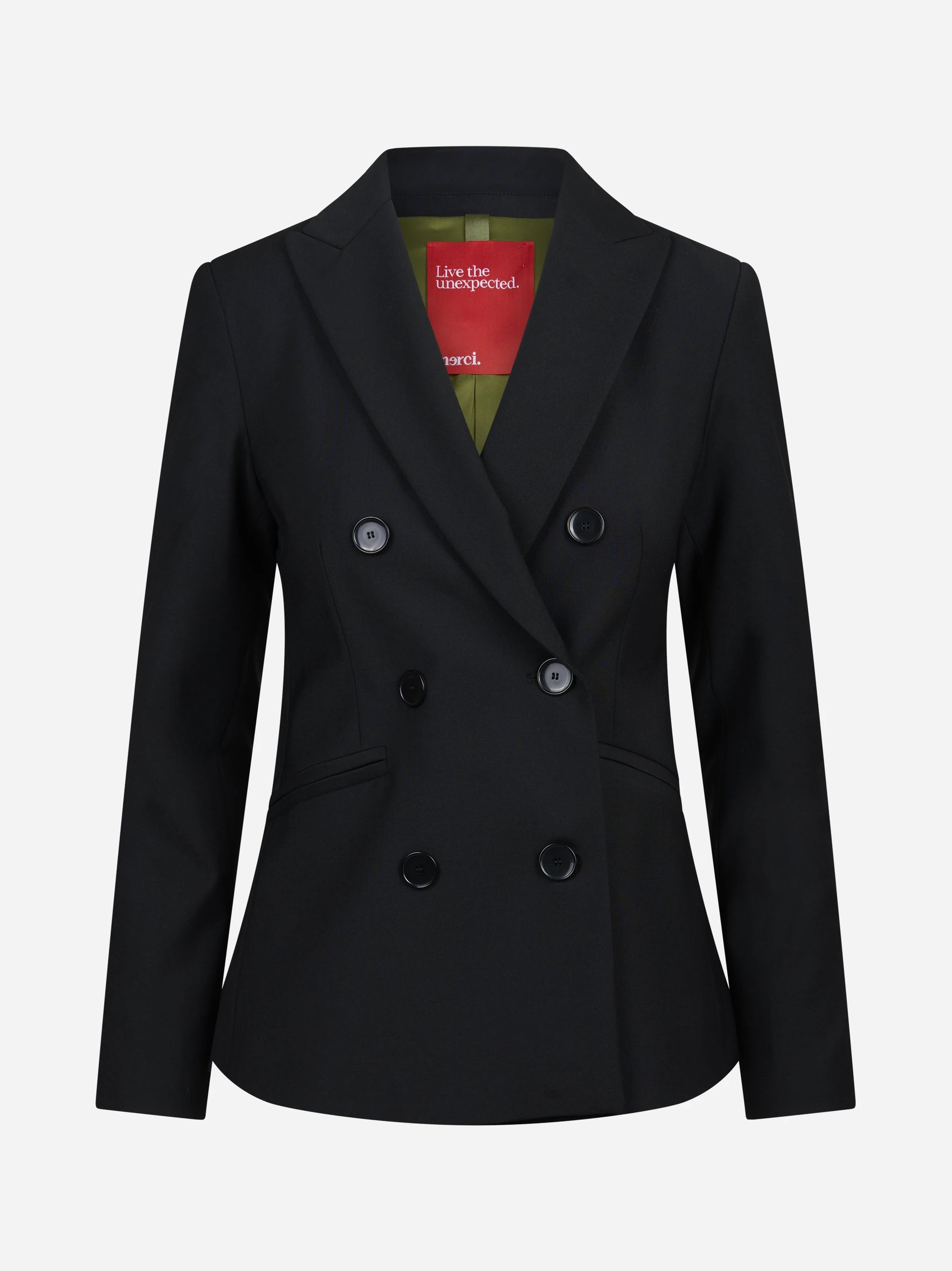 Blazer doppiopetto slim-fit nero - vista frontale