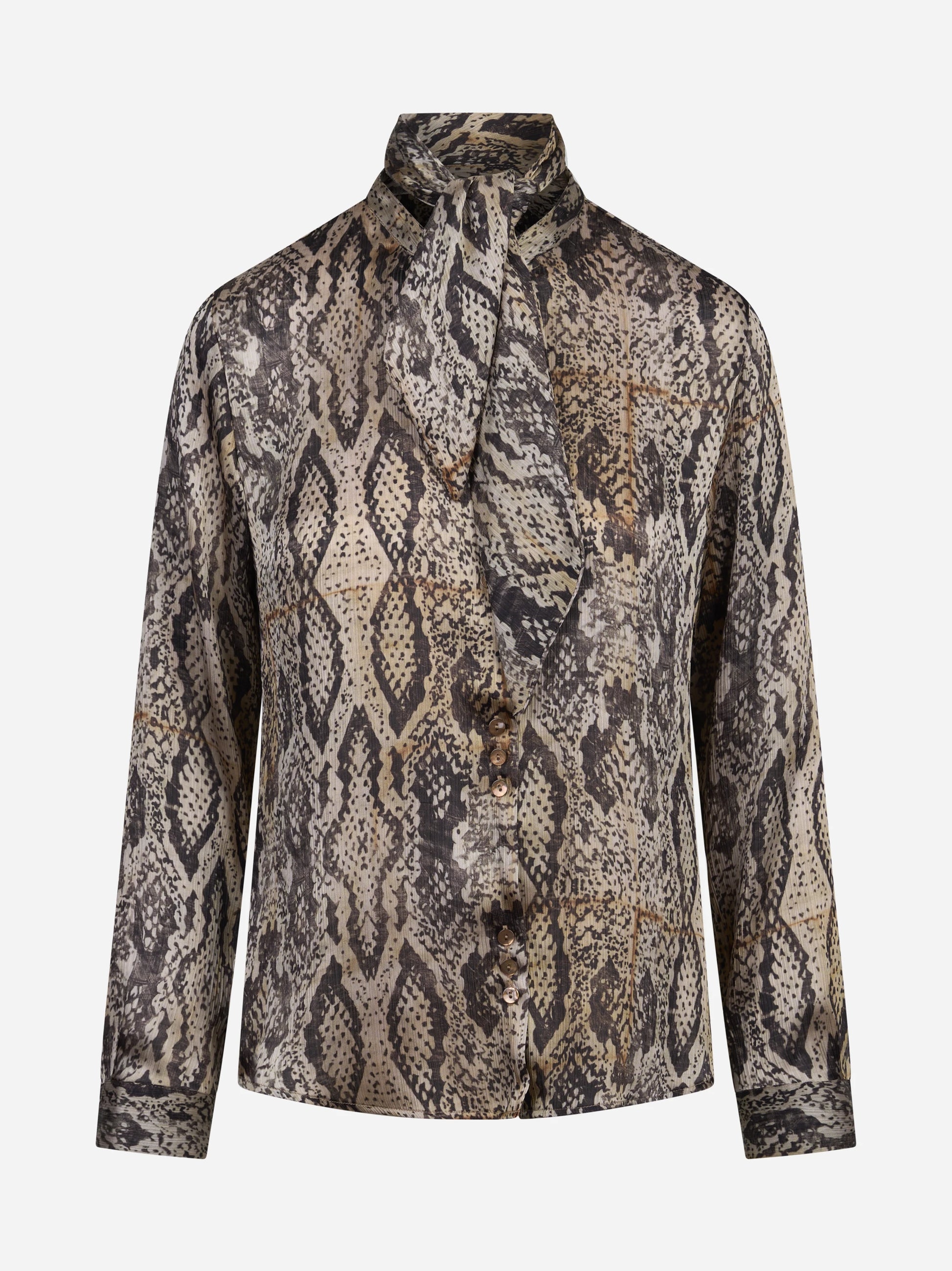 Camicia con fiocco stampa pitone - vista frontale