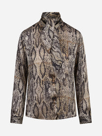 Camicia con fiocco stampa pitone - vista frontale