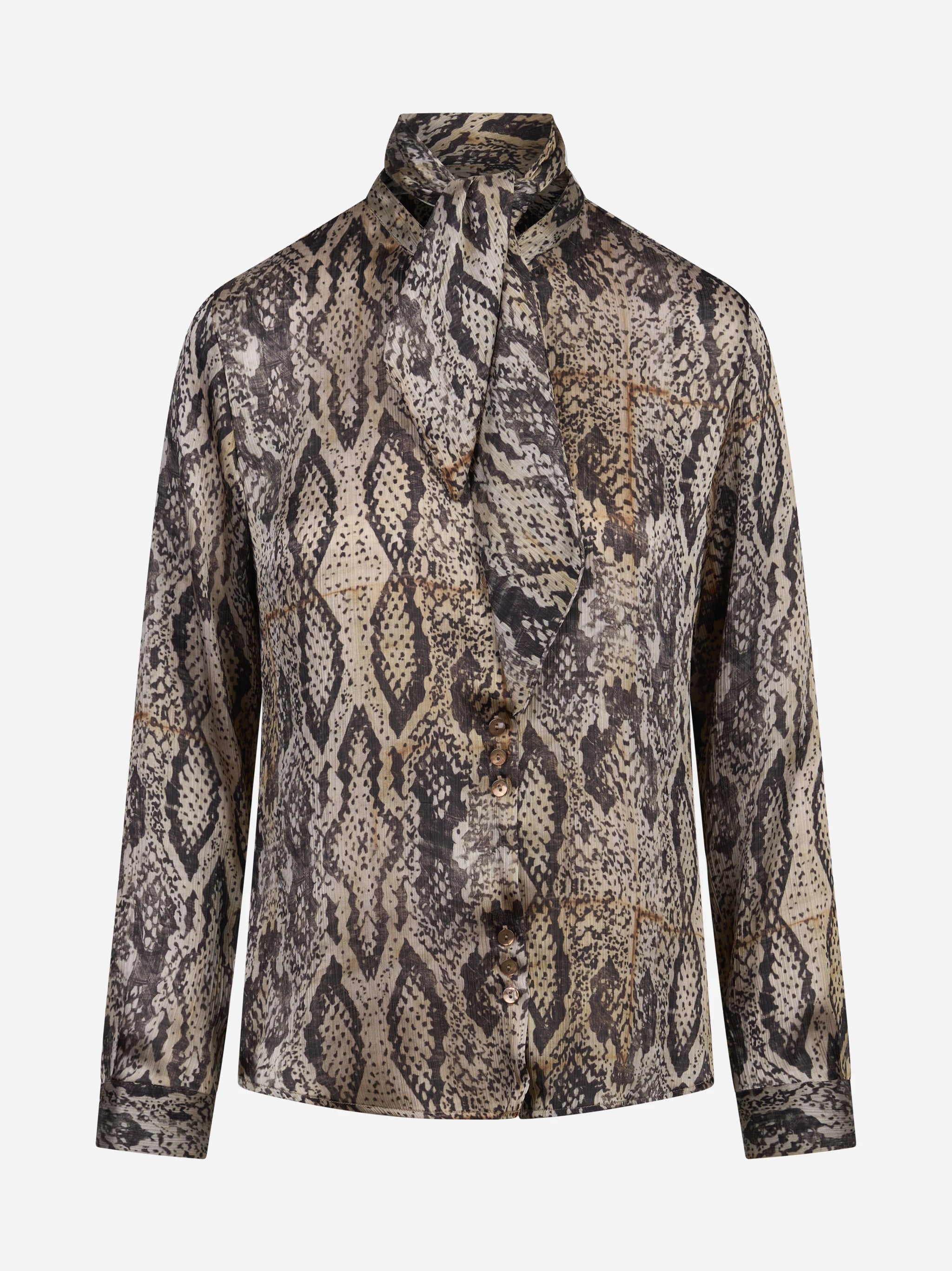 Camicia con fiocco stampa pitone - vista frontale