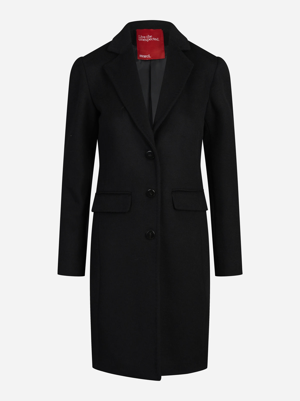 Cappotto monopetto classico nero - vista frontale