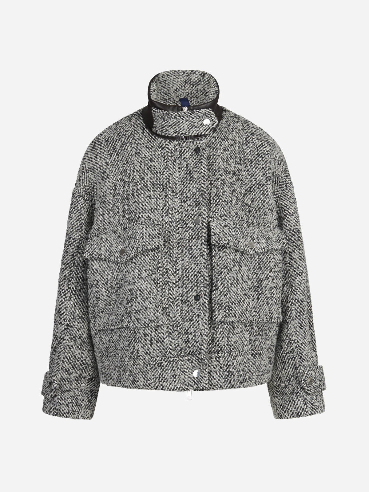 Bomber over spinato nero e bianco - vista frontale