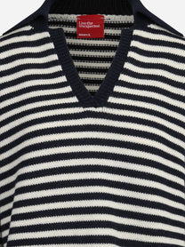 Polo rigata in lana blu e bianca - dettaglio del prodotto