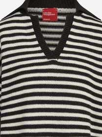 Polo rigata in lana marrone e bianca - dettaglio del prodotto