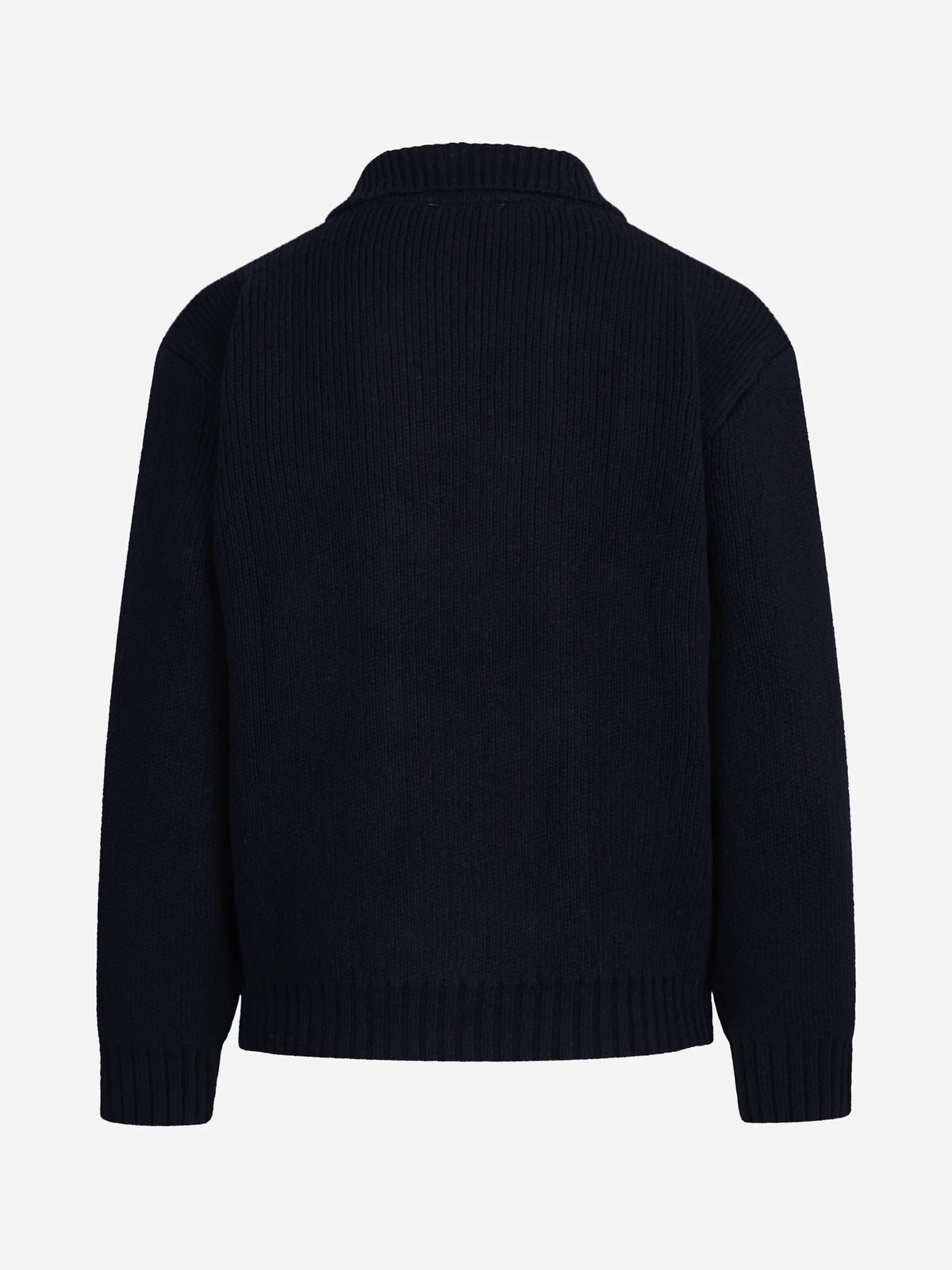 Cardigan bomber doppiopetto in lana blu - vista posteriore