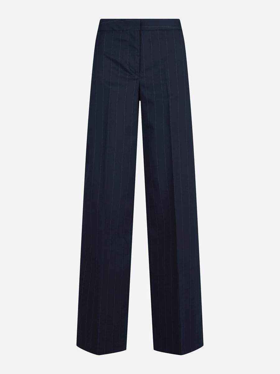 Pantalone largo gessato blu - vista frontale