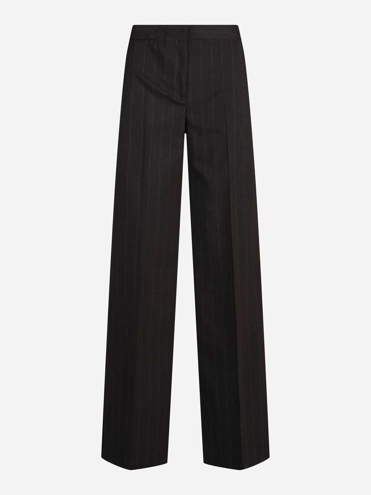 Pantalone largo gessato marrone - vista frontale
