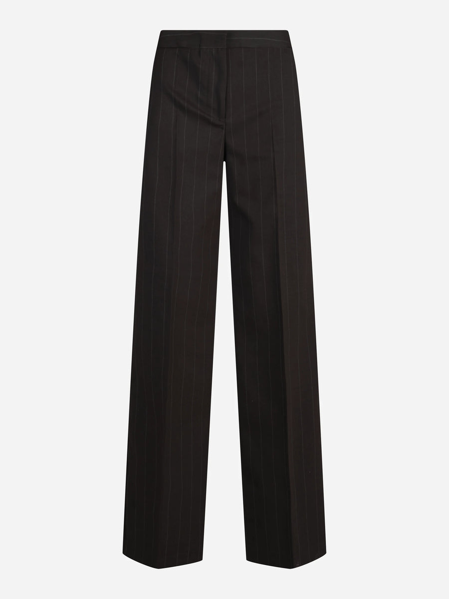 Pantalone largo gessato marrone - vista frontale