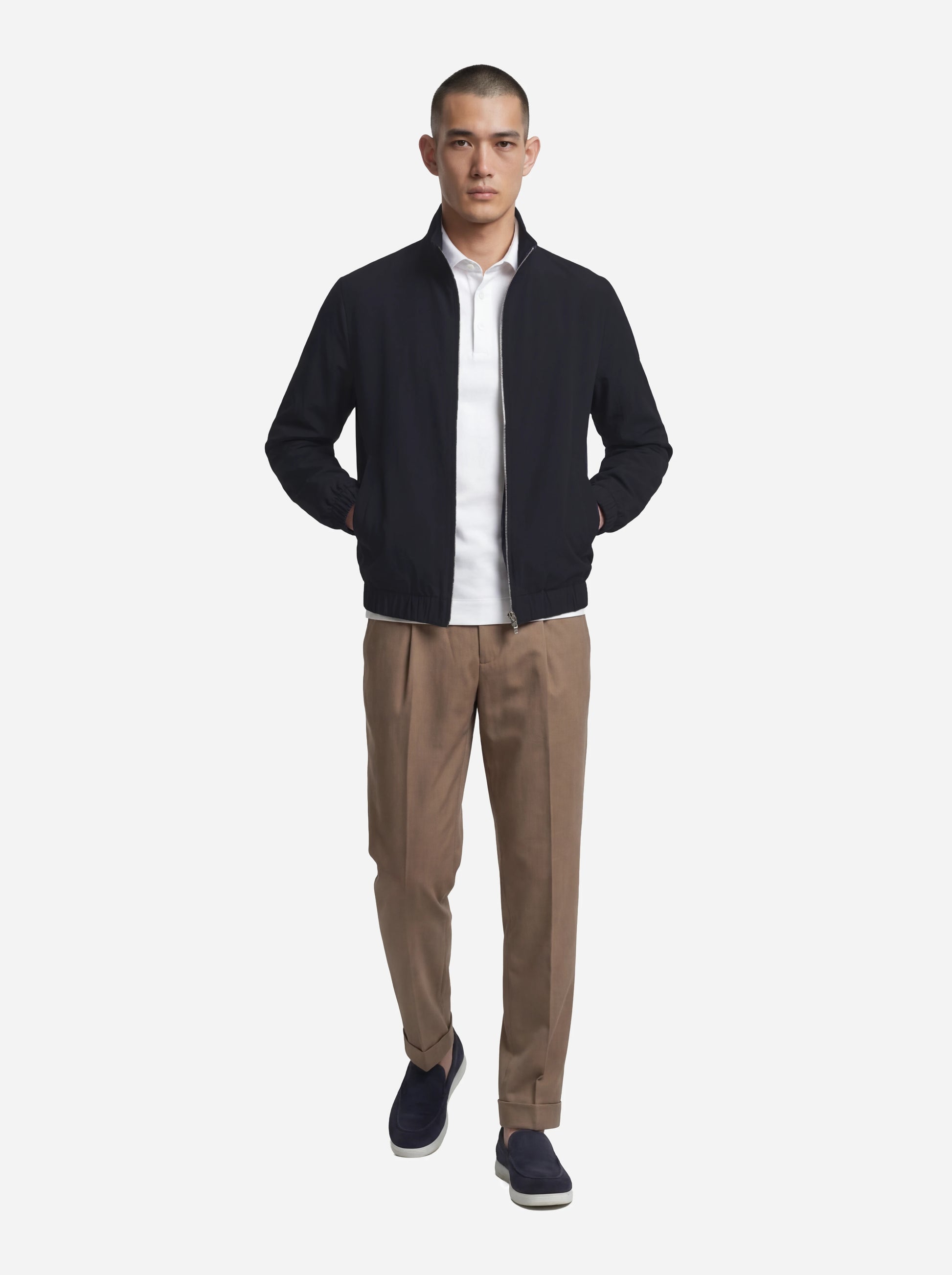 Bomber in pura lana vergine blu