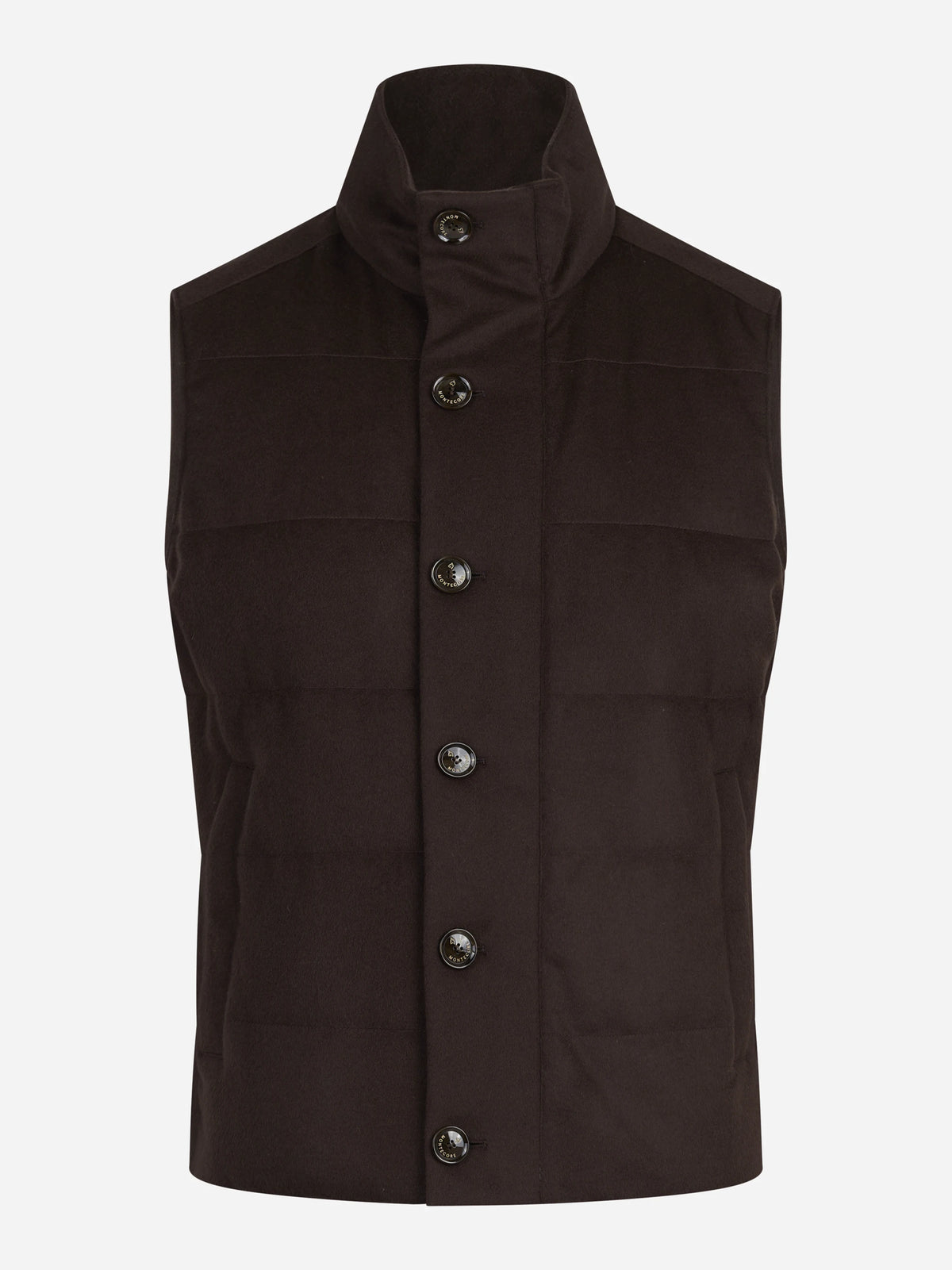 Gilet imbottito in lana vergine marrone - vista frontale
