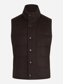 Gilet imbottito in lana vergine marrone - vista frontale