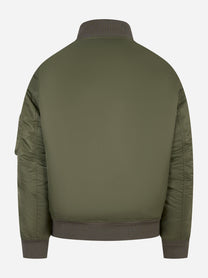 Retro del bomber verde Mordecai con fondo e polsi in maglia elasticizzata