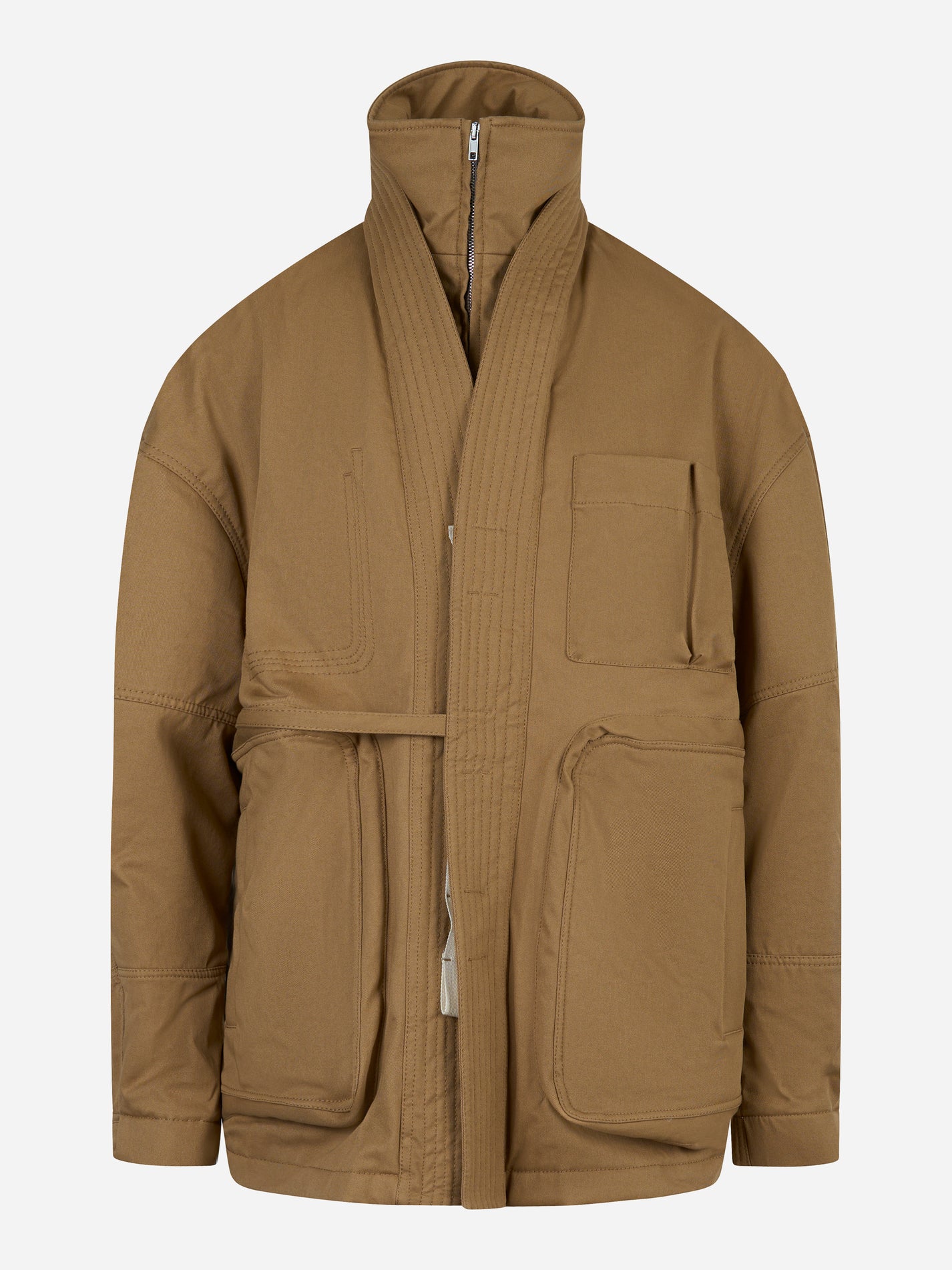 Mordecai Kimono Field Jacket in canvas di cotone sabbia - vista frontale