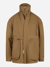 Mordecai Kimono Field Jacket in canvas di cotone sabbia - vista frontale
