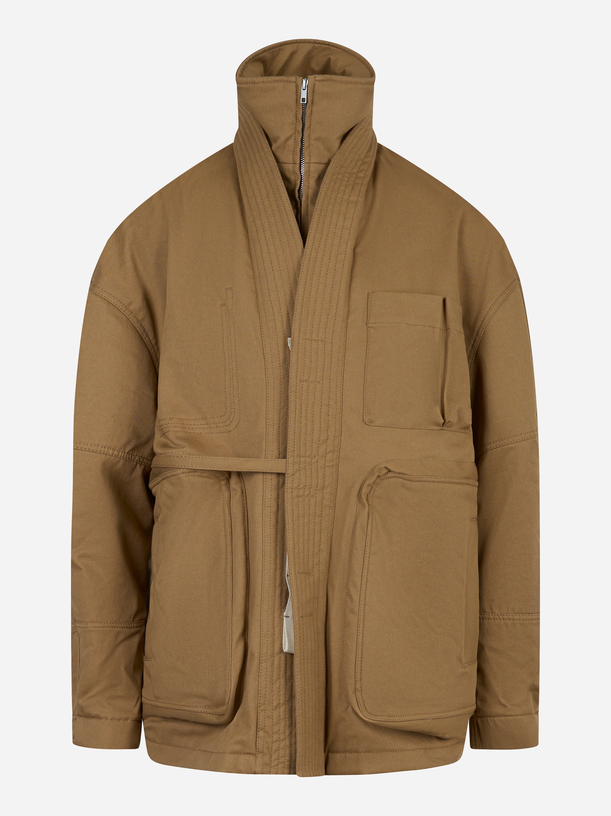 Mordecai Kimono Field Jacket in canvas di cotone sabbia - vista frontale