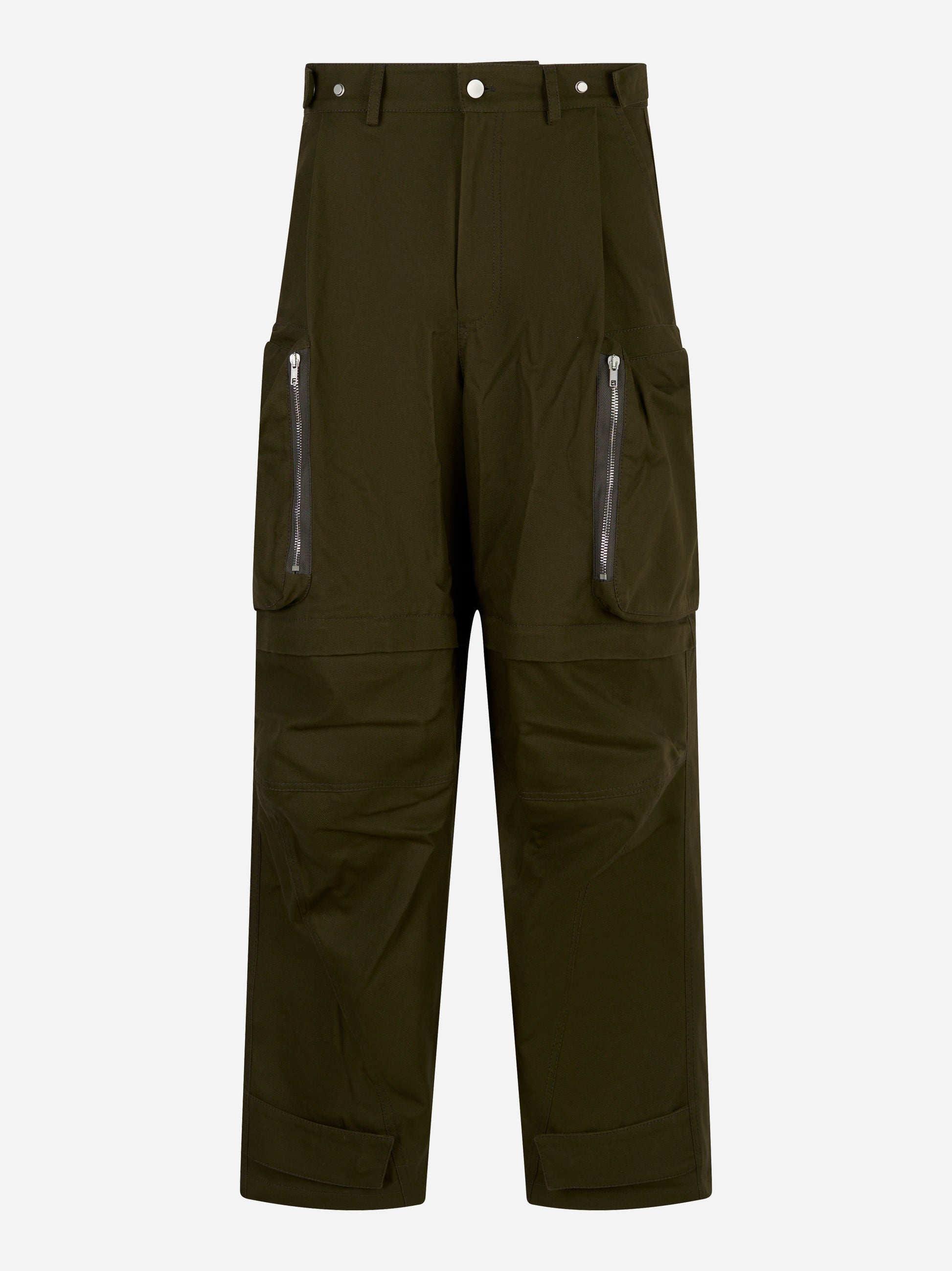 Mordecai pantalone cargo loose fit verde in canvas di cotone - vista frontale