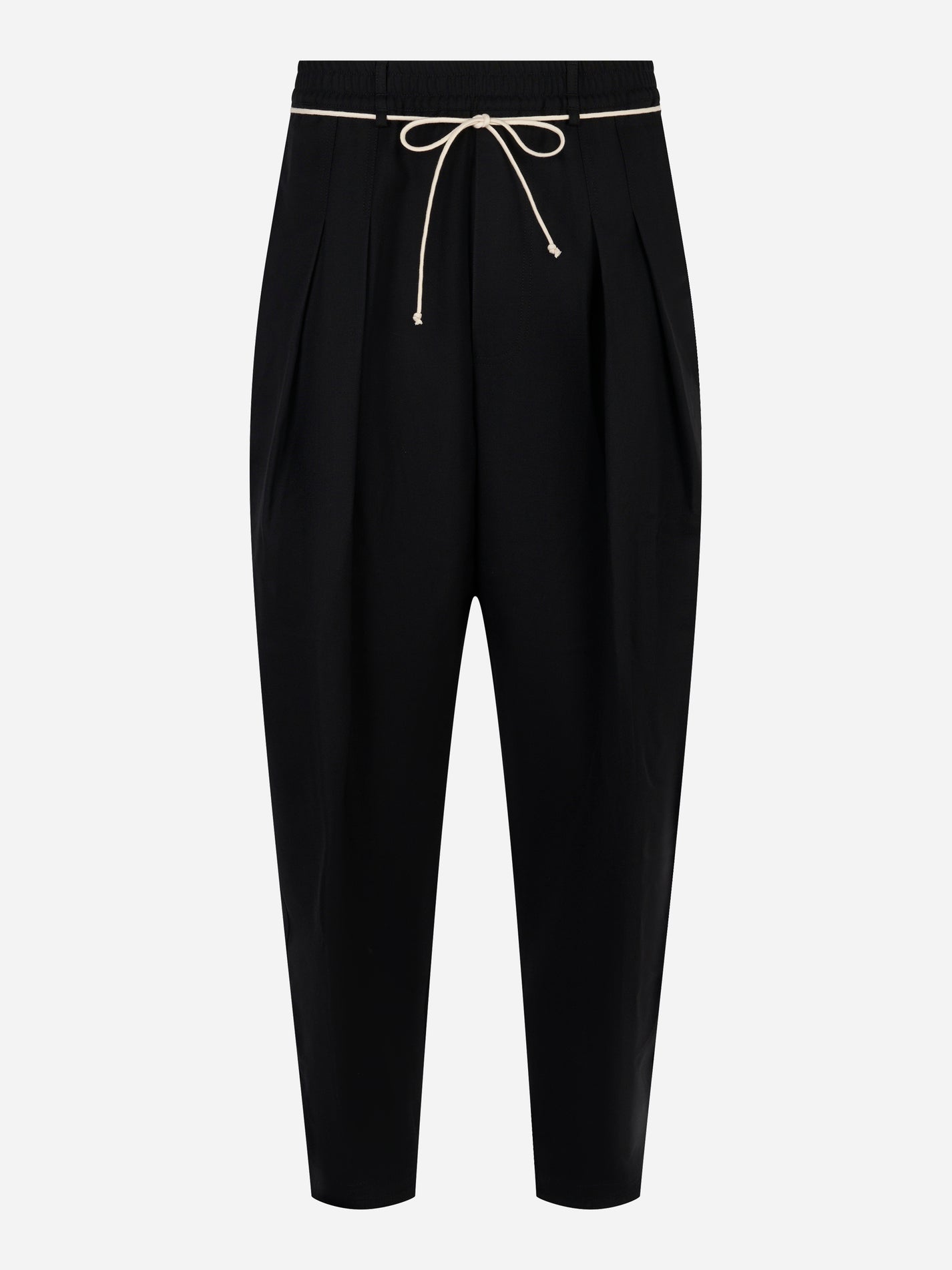 Pantalone Mordecai in cotone nero con coulisse e banda laterale - fronte
