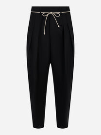 Pantalone Mordecai in cotone nero con coulisse e banda laterale - fronte