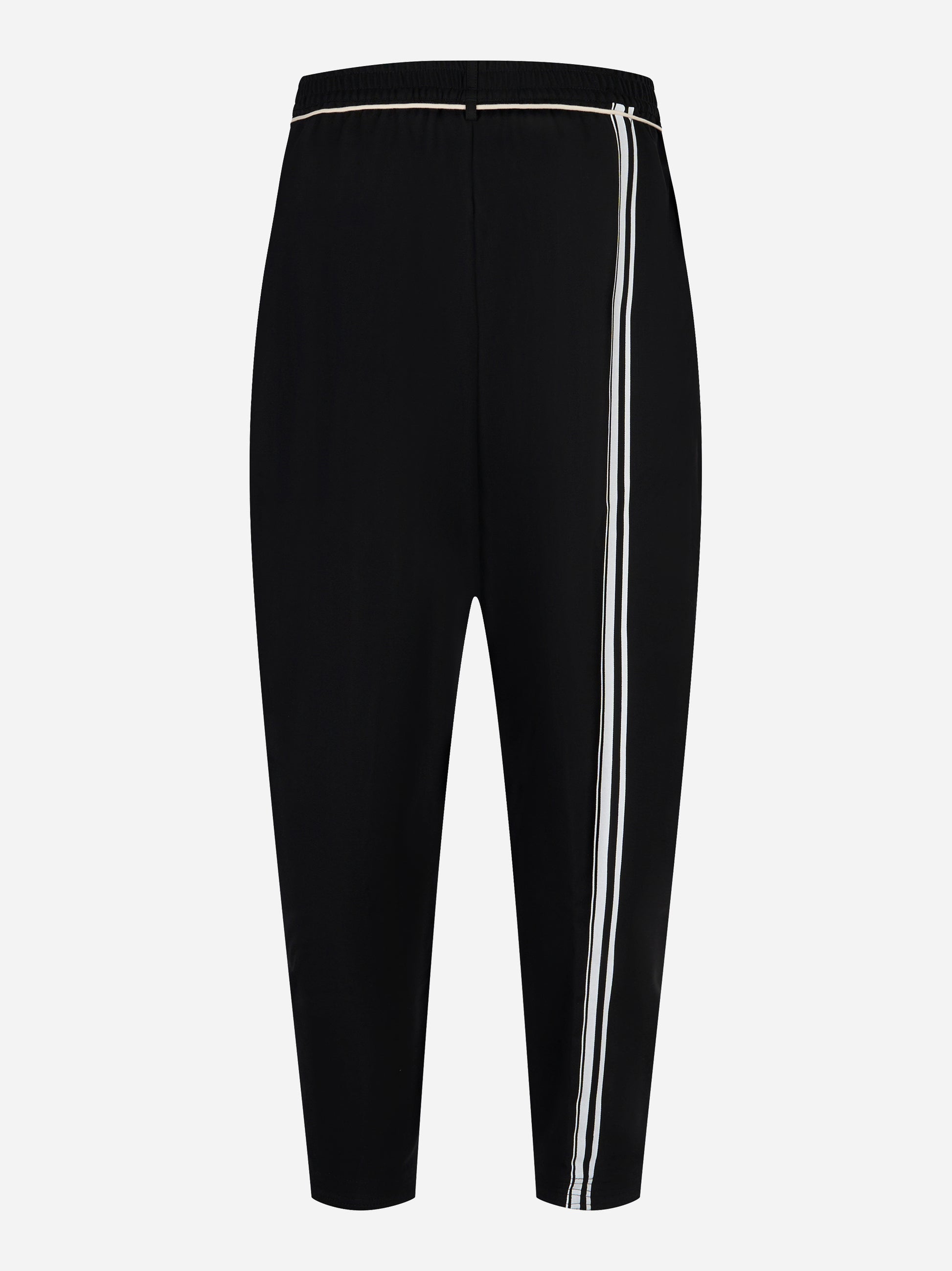 Pantalone Mordecai in cotone nero con coulisse e banda laterale - retro