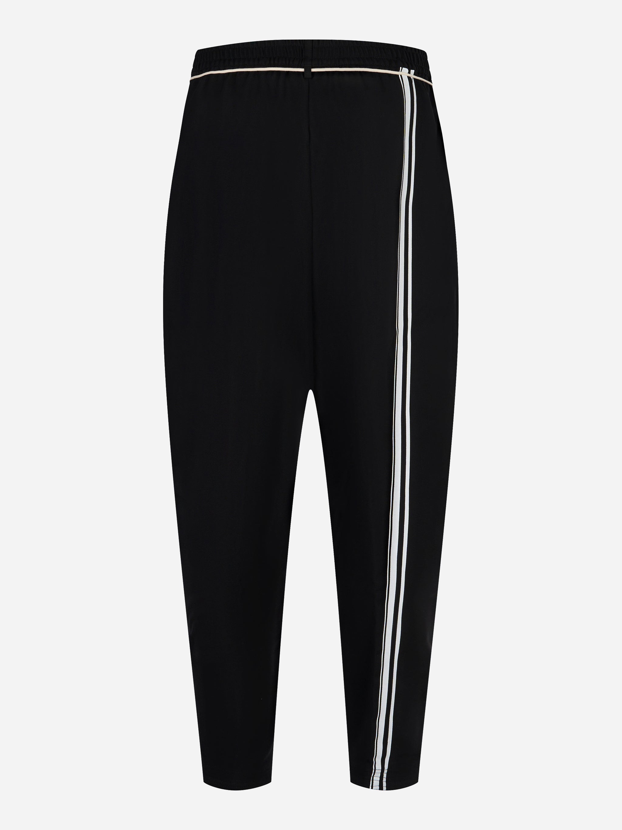 Pantalone Mordecai in cotone nero con coulisse e banda laterale - retro