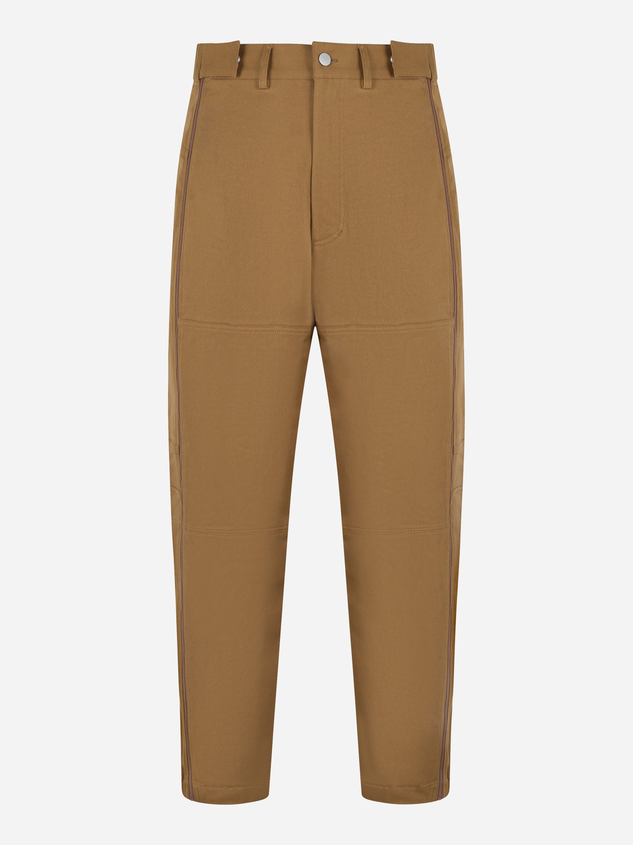 Pantalone loose MORDECAI in canvas di cotone cuoio - fronte