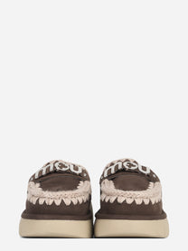 Sabot Bounce Clog Metal Logo in suede rosa - vista frontale