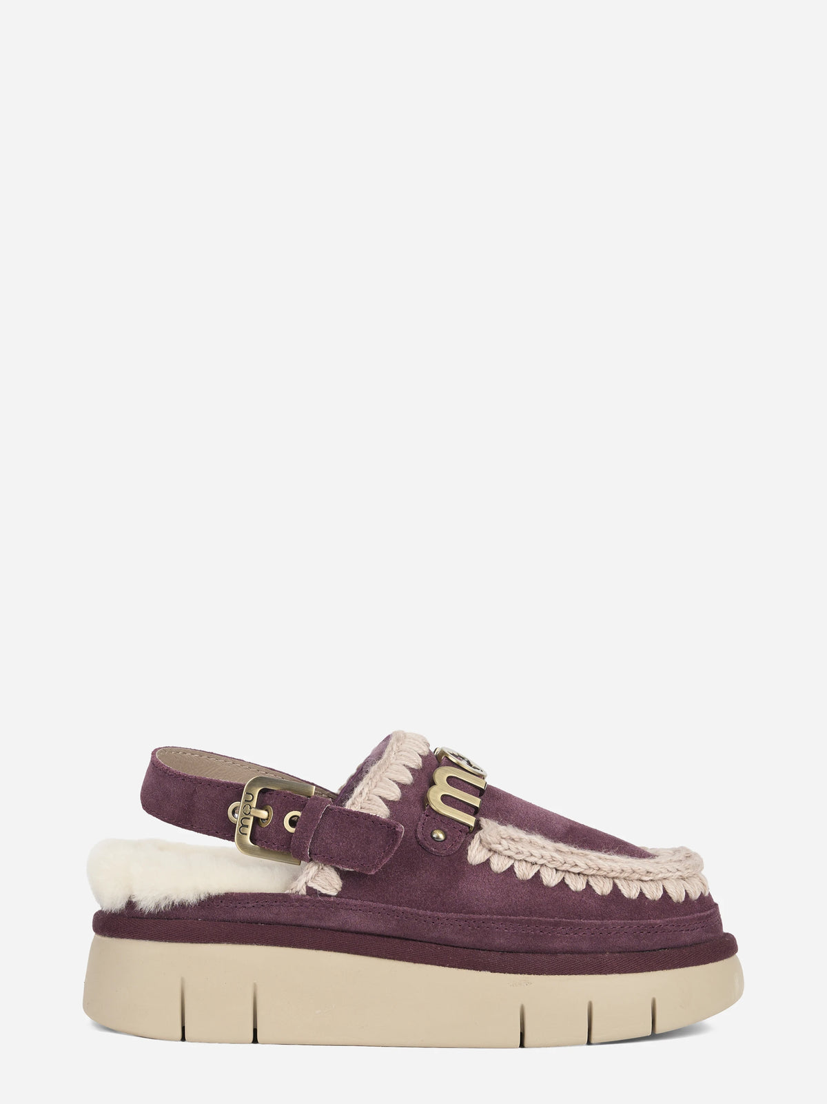 Sabot Bounce Clog Back Strap in suede bordeaux - vista laterale