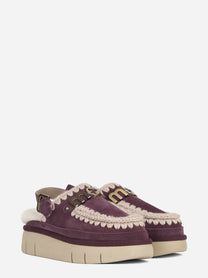 Sabot Bounce Clog Back Strap in suede bordeaux - vista tre quarti