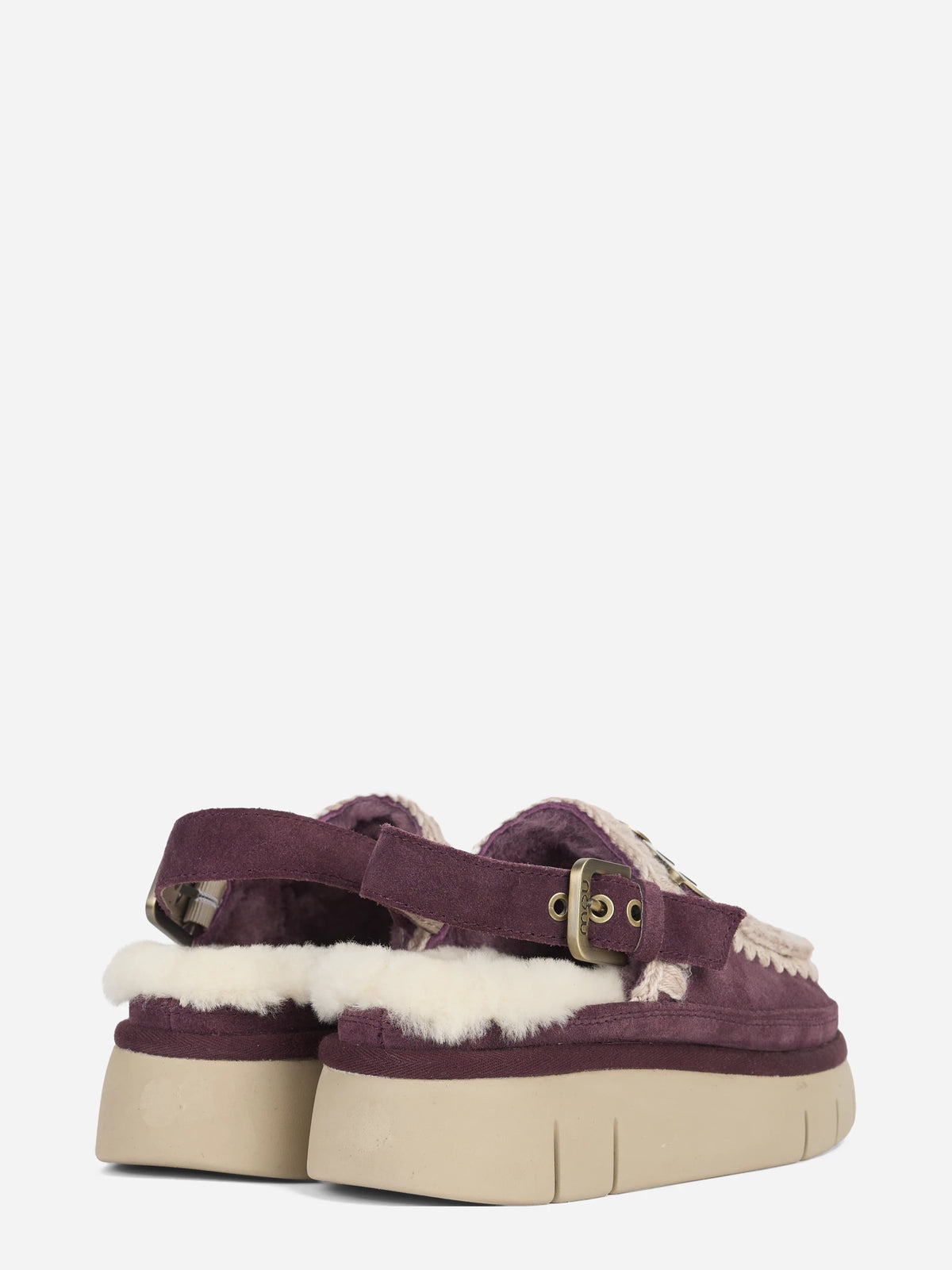 Sabot Bounce Clog Back Strap in suede bordeaux - dettaglio della coppia