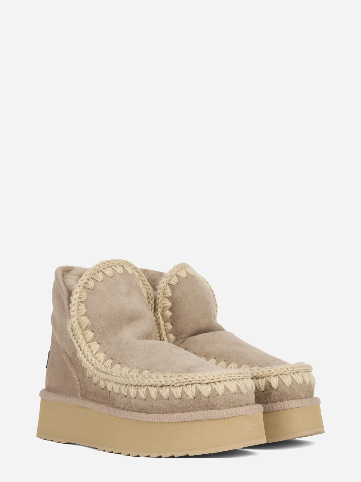 Stivaletto Mini Eskimo Platform in suede beige - vista tre quarti