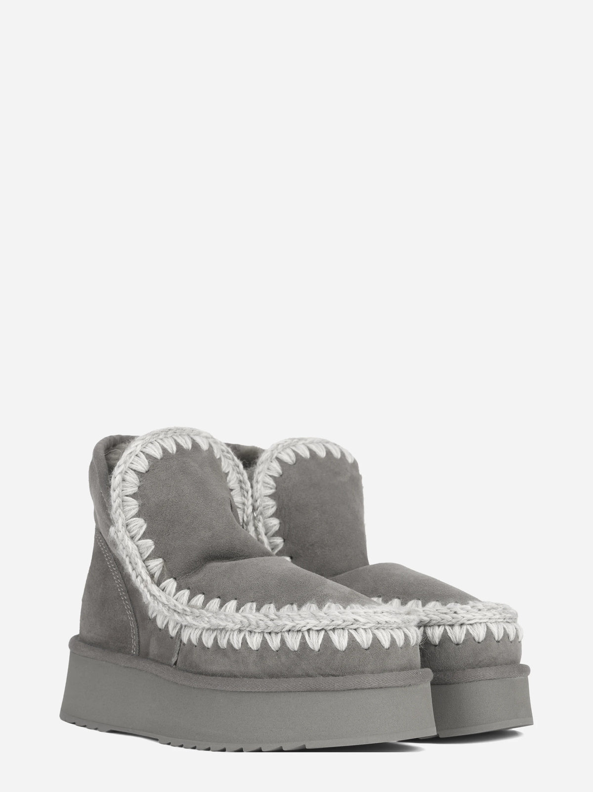 Stivaletto Mini Eskimo Platform in suede grigio - vista tre quarti