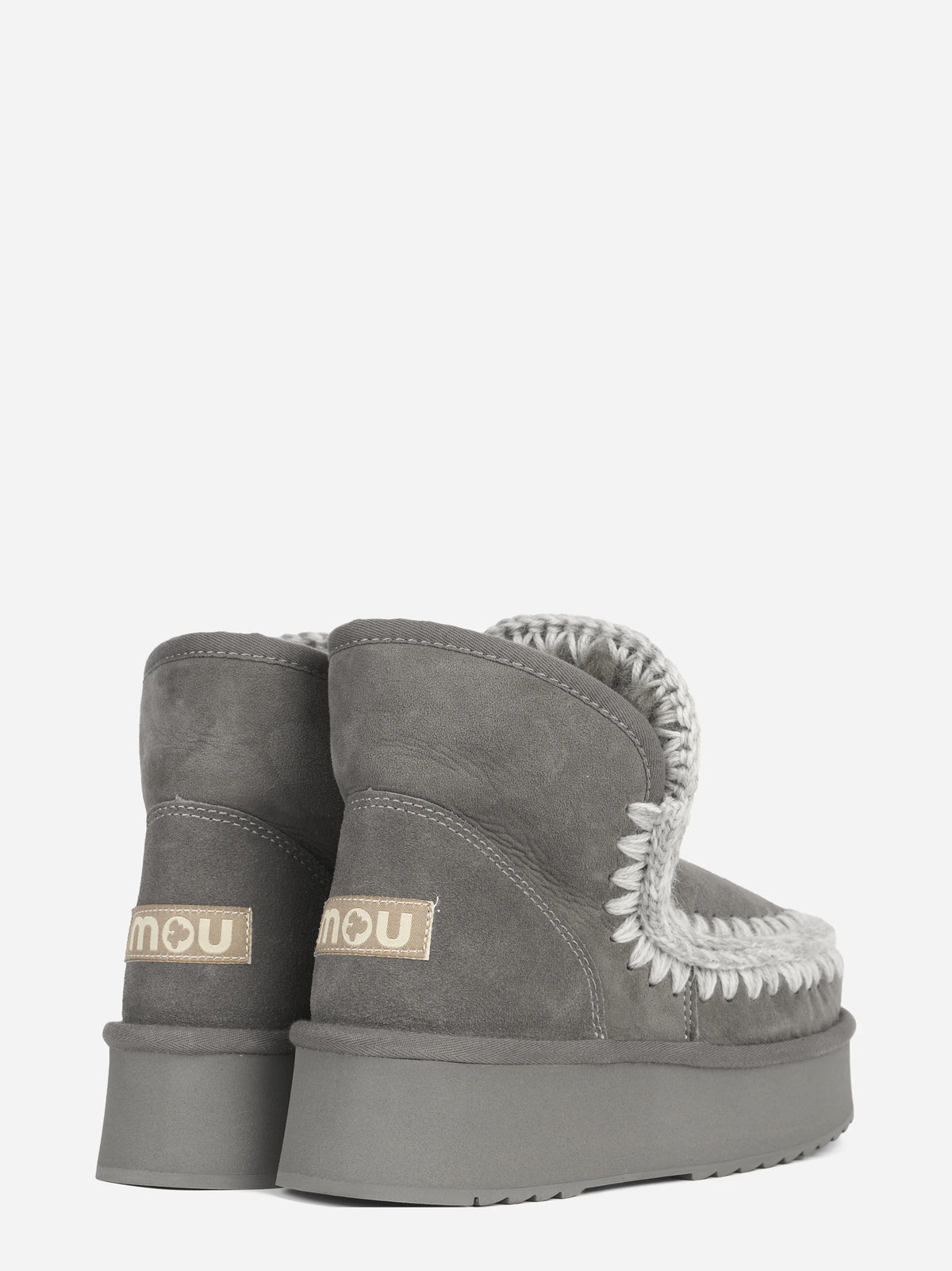 Stivaletto Mini Eskimo Platform in suede grigio - dettaglio della coppia