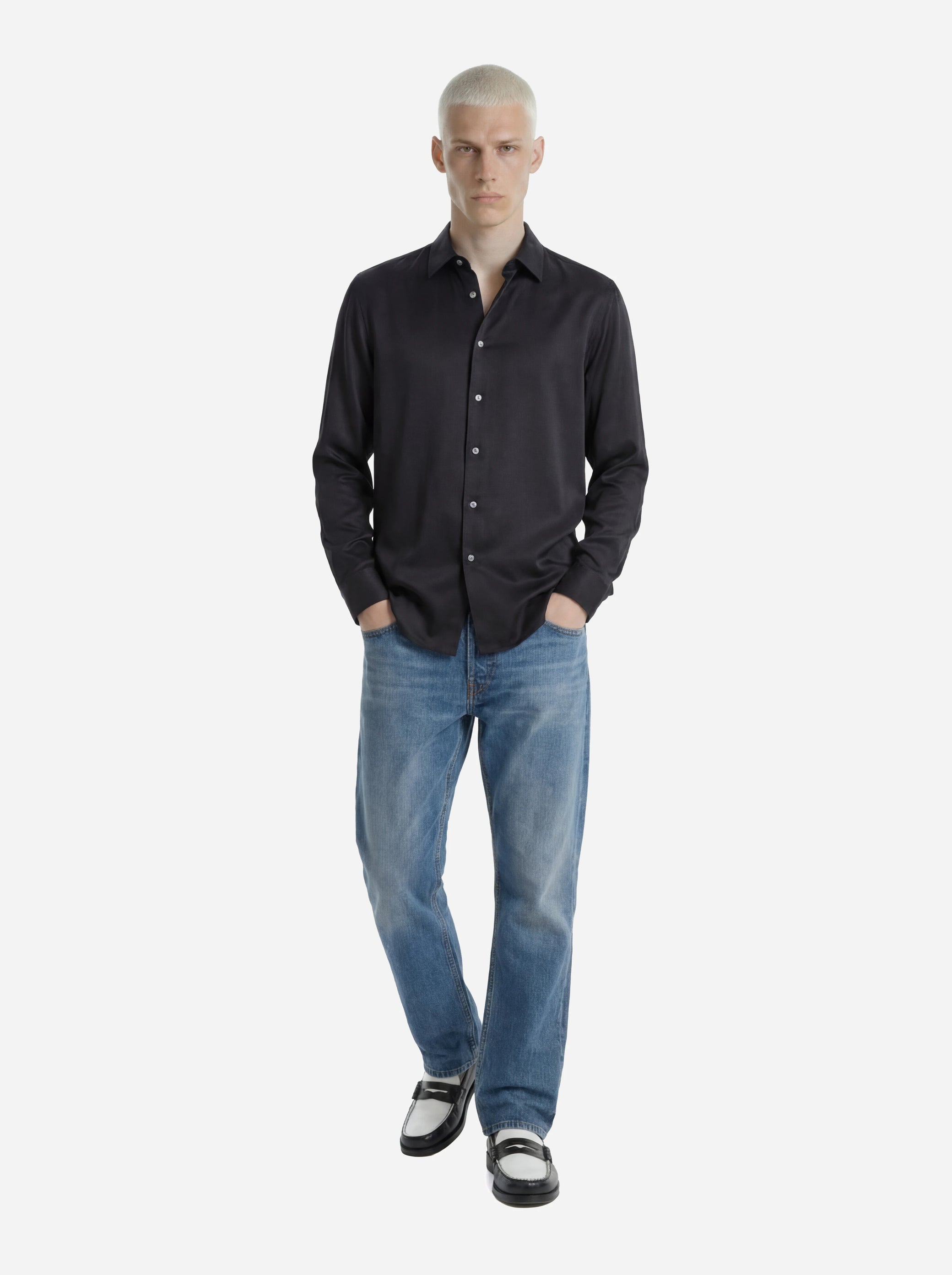 Camicia in pura seta nera