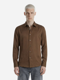 Camicia in pura seta marrone