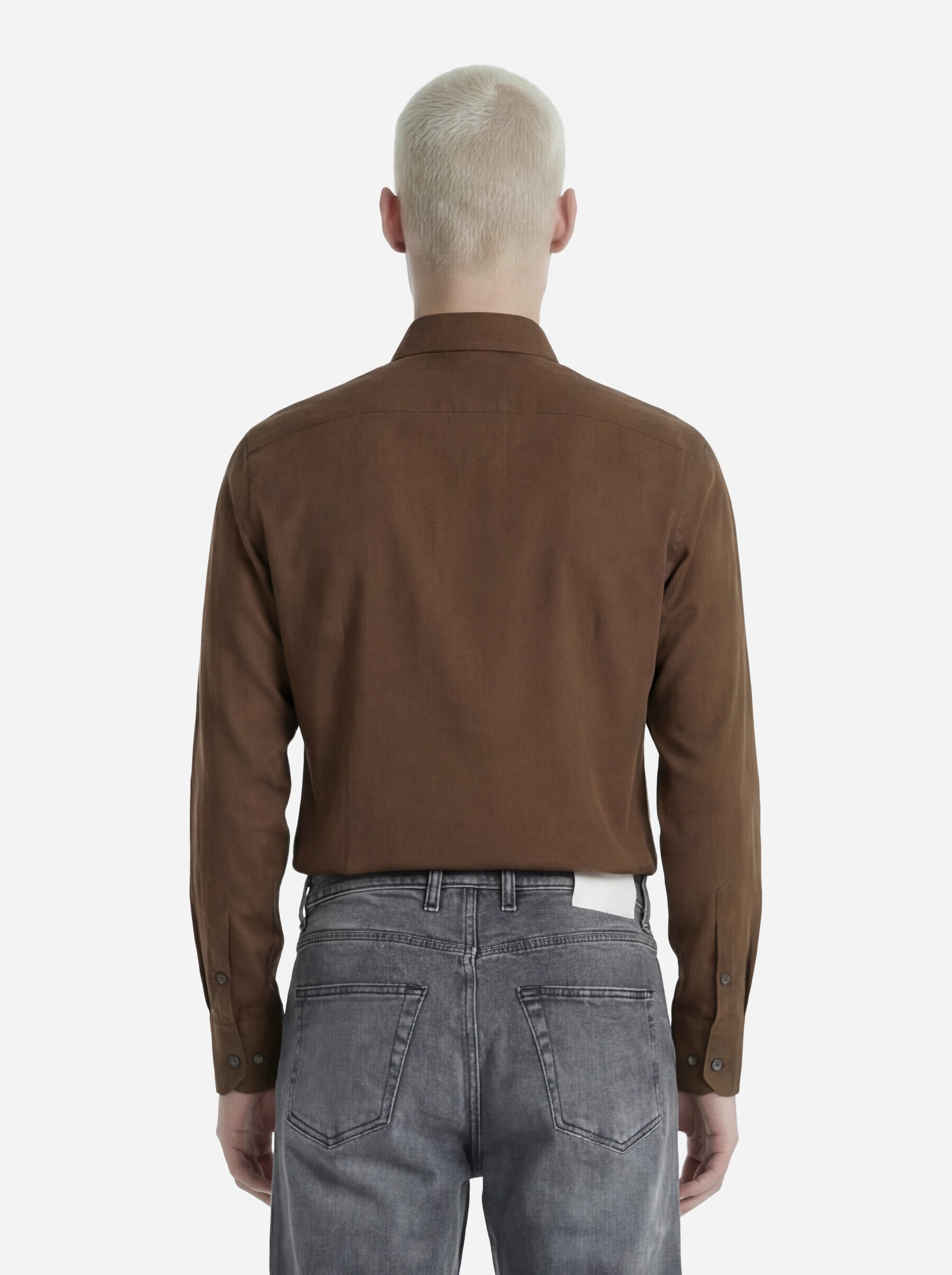 Camicia in pura seta marrone